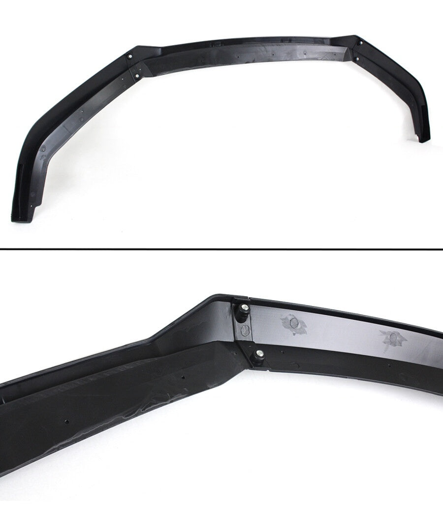 UMS V1 Matt Black front lip splitter, top and detail view, 2019-2021 Honda Civic