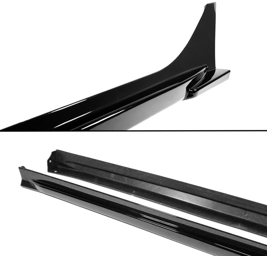 Pair of gloss black side skirt extensions installed on Honda Civic sedan (6)