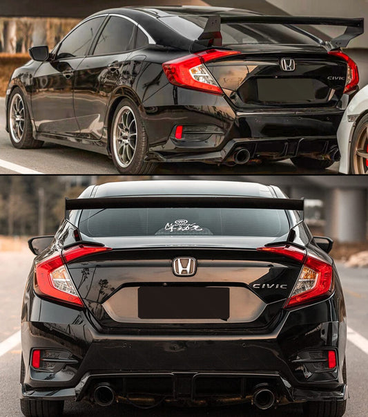 M1 GT Style high-wing trunk spoiler with metal billet stands and adjustable mid-wing design (1)