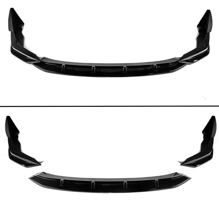 Gloss black 3-piece front bumper splitter lip kit (4)