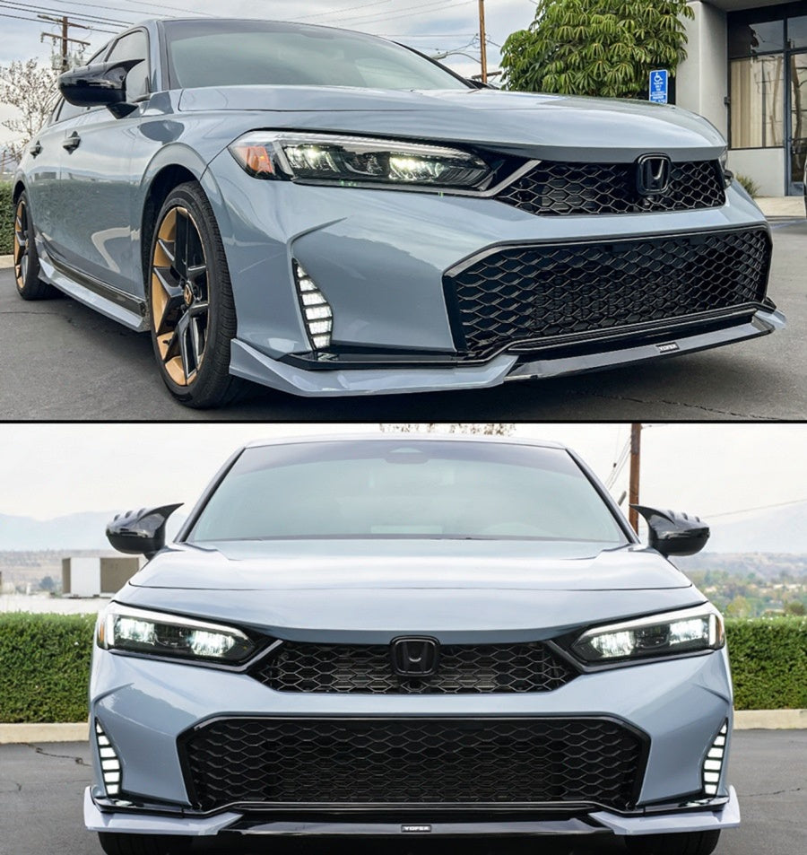 Type R Style Front Upper & Lower Honeycomb Grill [for 2025-2026 Honda Civic]