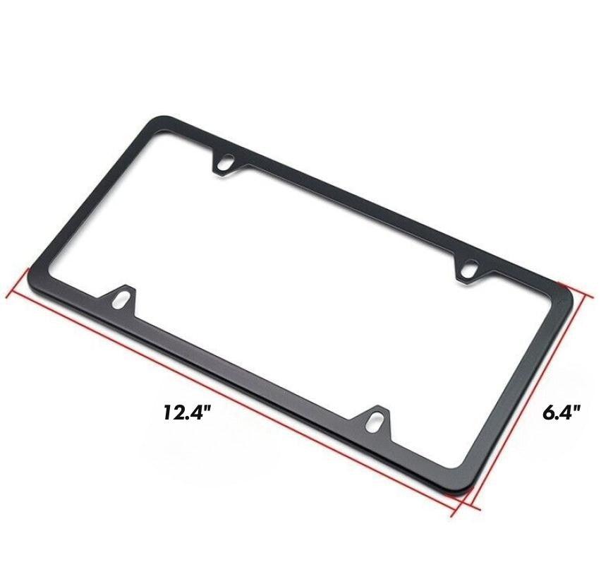Black stainless steel license plate frame with screw caps (3)