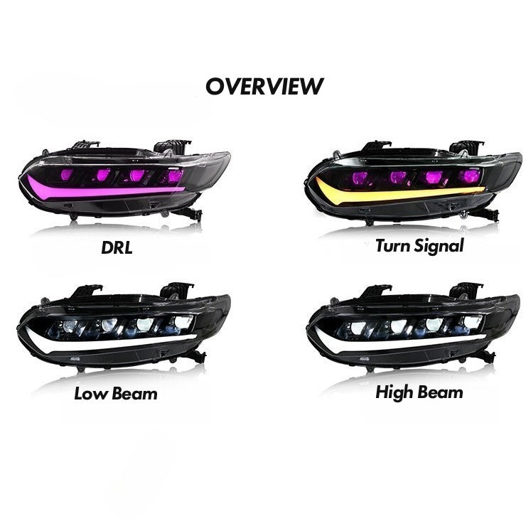 Pair of RGB LED sequential projector headlights with illuminated daytime running lights (8)
