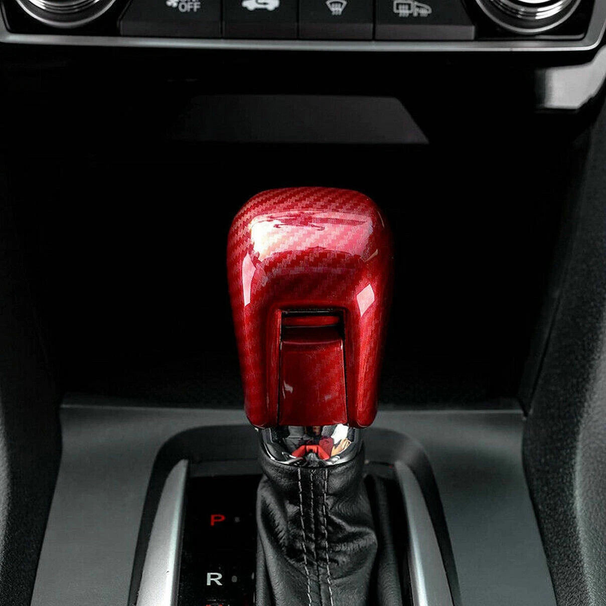 Carbon Fiber Style Gear Shift Knob Cover [for Honda Civic 2016-21]