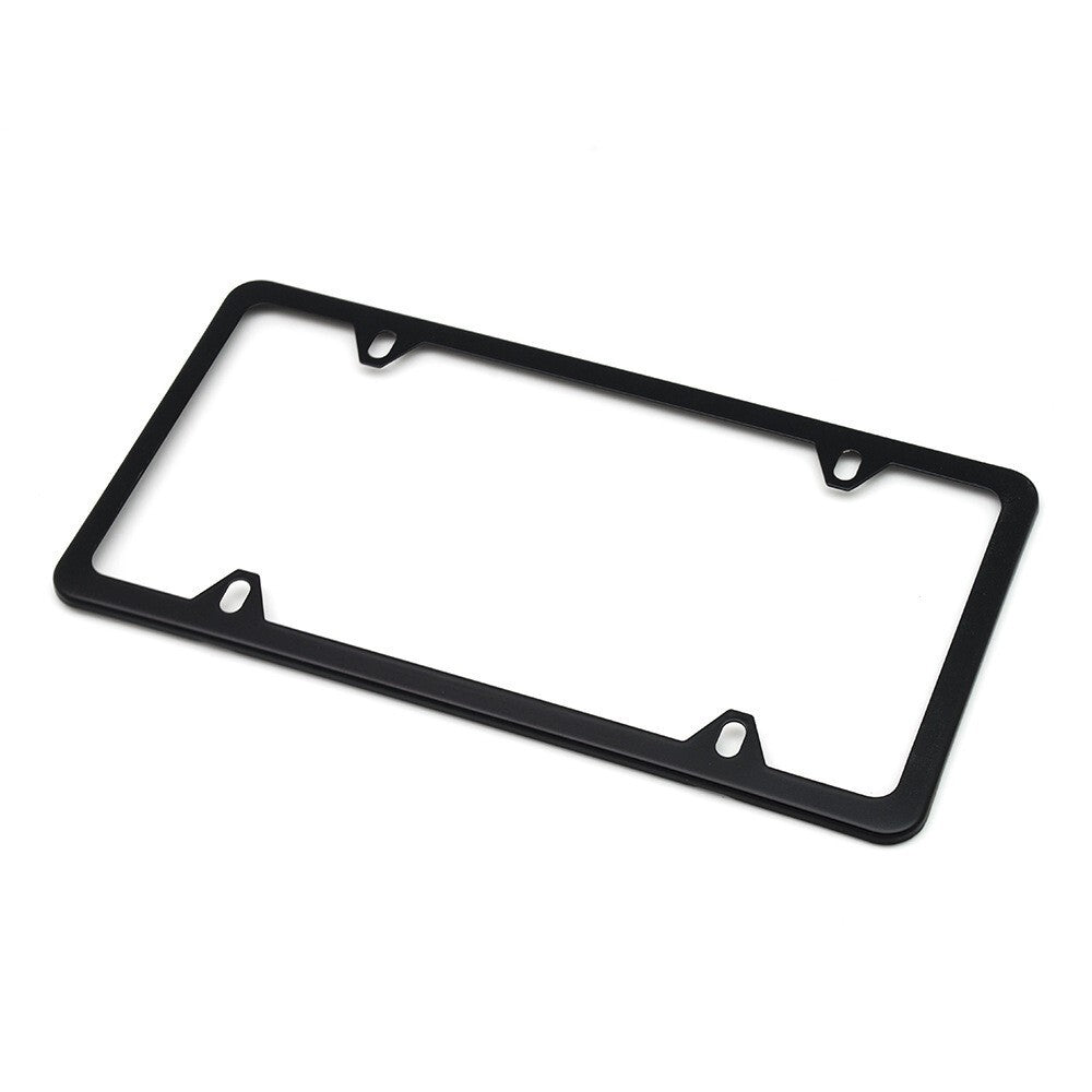 Black stainless steel license plate frame with screw caps (4)