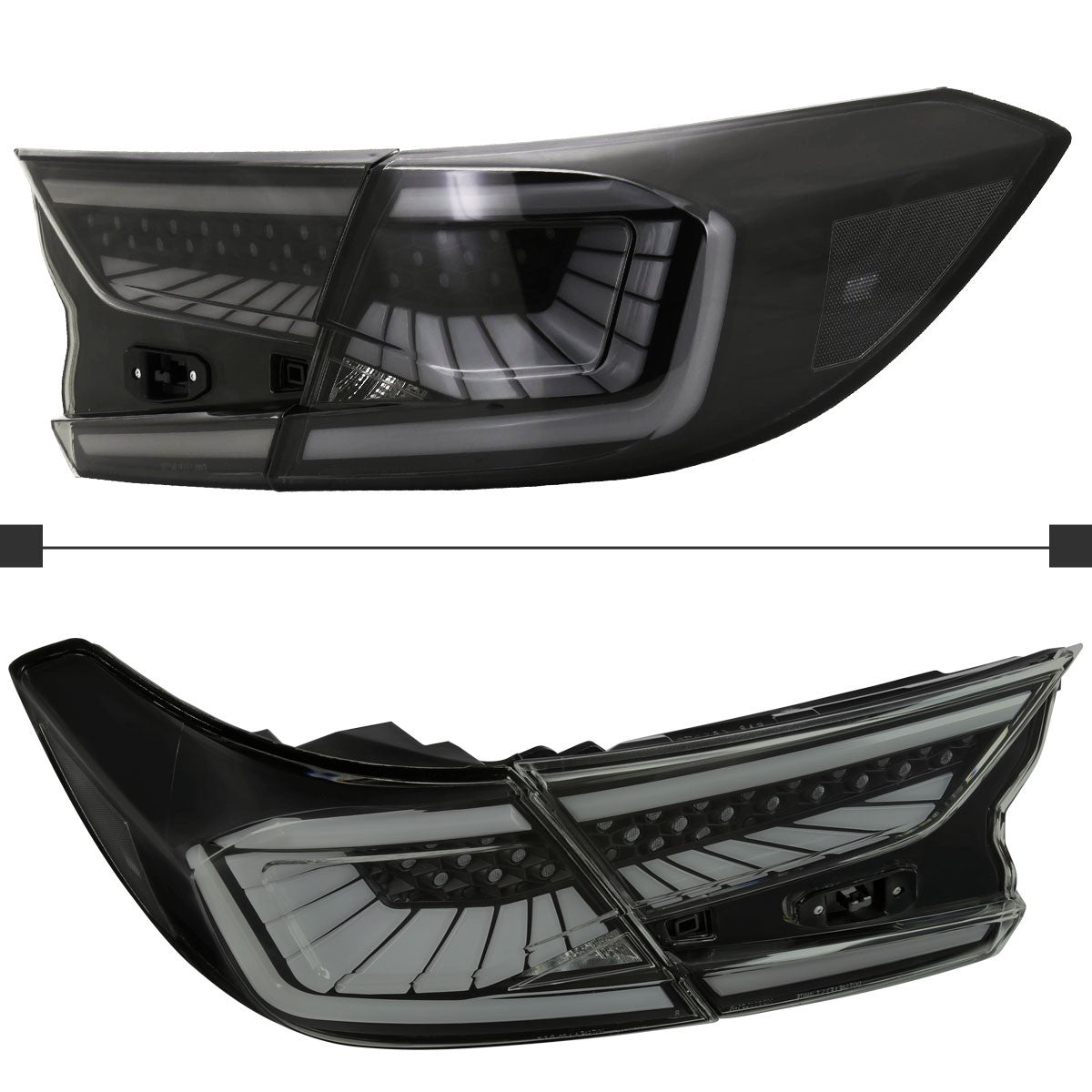 Black/Smoke LED tail lights for Honda Accord with sequential turn signal design. (5)