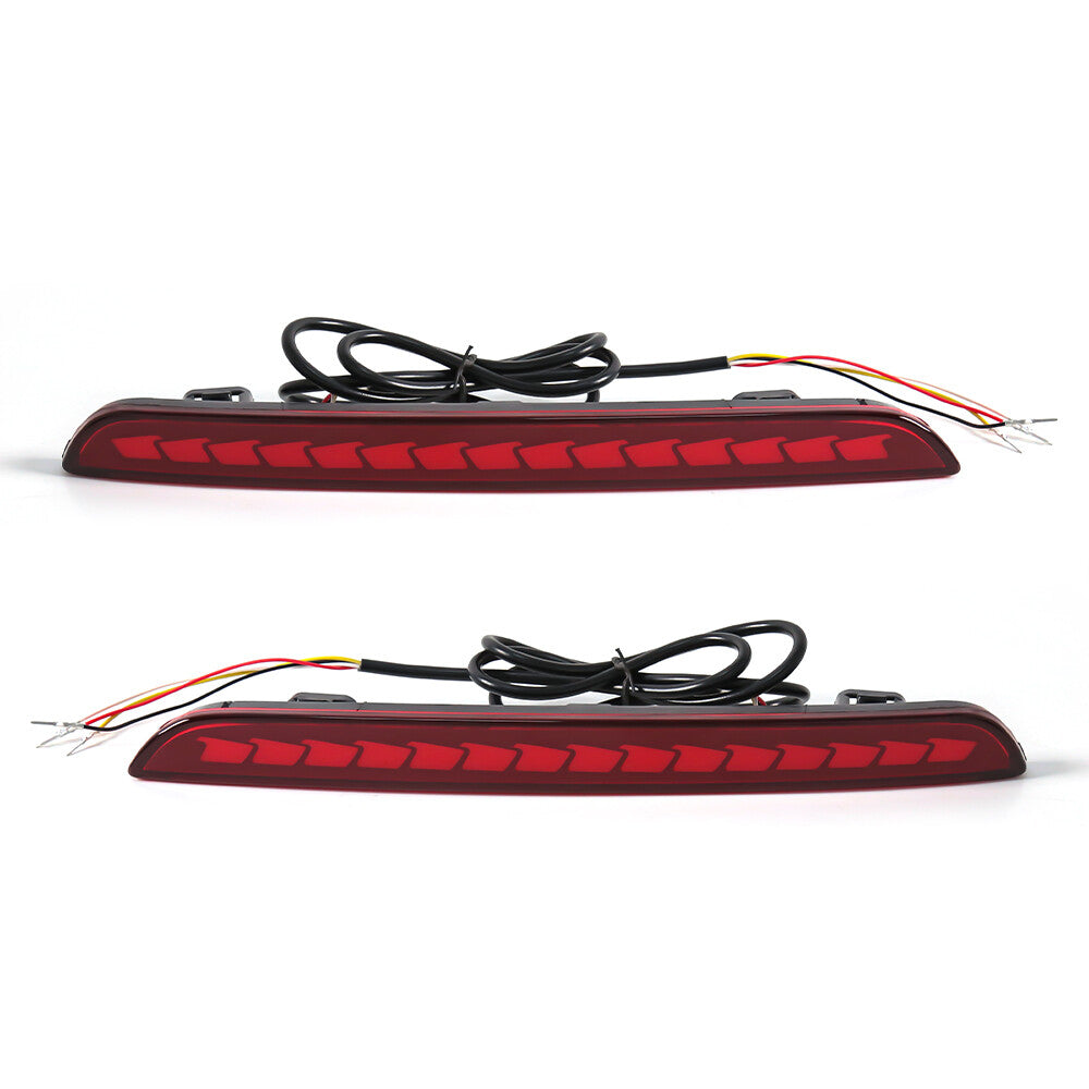 Front and rear views of red UMS sequential reflector light bar for 2022+ Honda Civic sedan