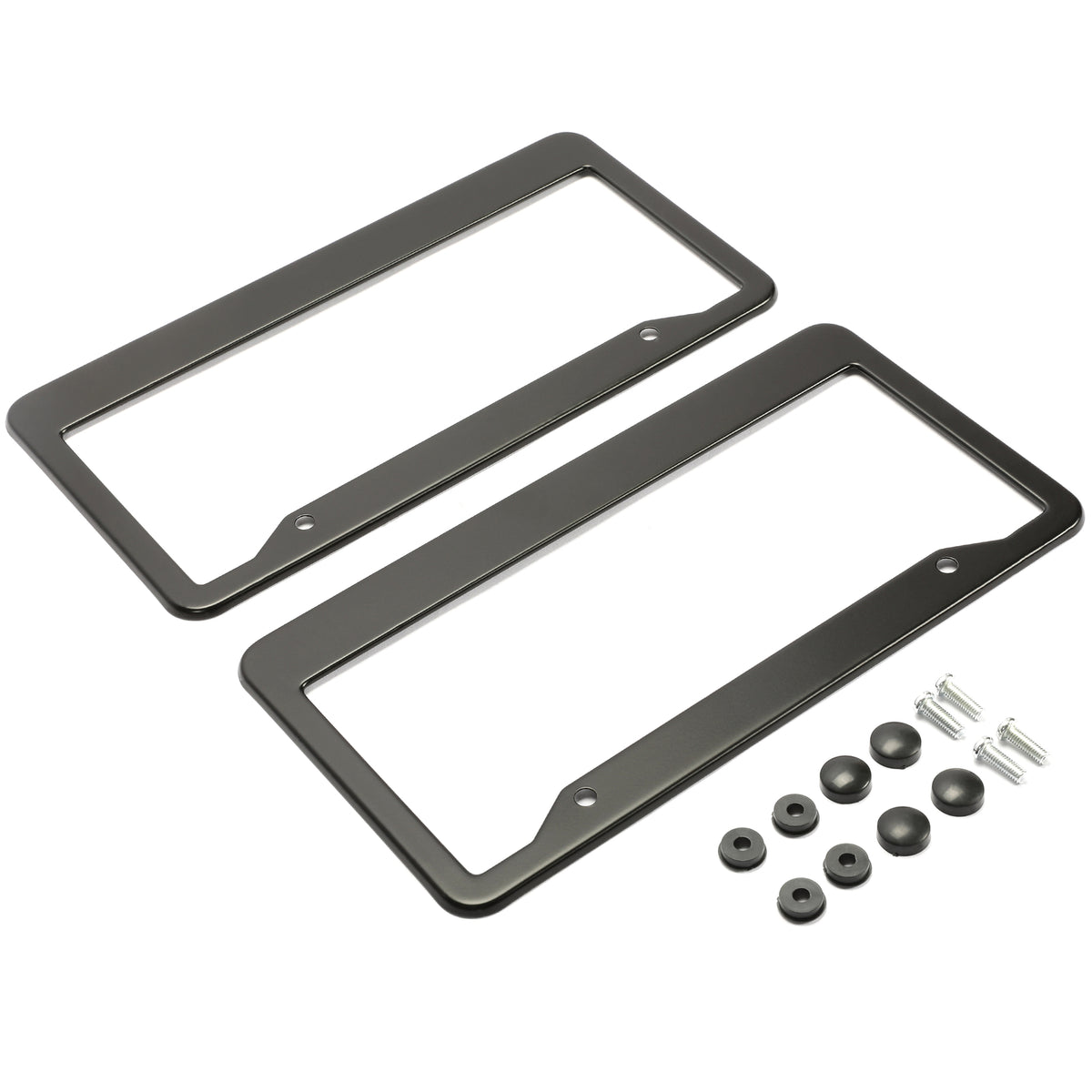 Pair of black stainless steel license plate frames (4)