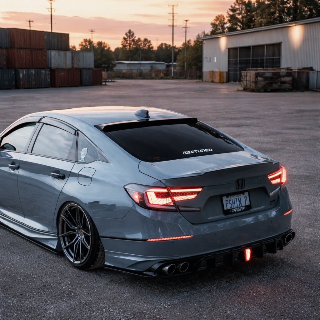 Black/Smoke LED tail lights for Honda Accord with sequential turn signal design. (2)